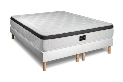 Ensemble Matelas Sommier 160x200 cm - 2 Sommiers Blancs - Privilège