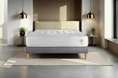 Ensemble Matelas Sommier 90x190 cm - Sommier Gris (déjà monté) - Vingt-Quatre
