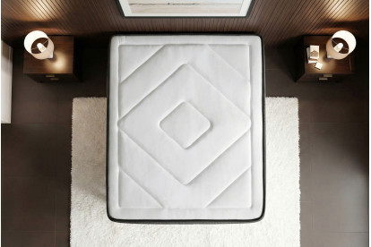 Ensemble Matelas Sommier 90x190 cm - Sommier Noir (déjà monté) - Exclusive