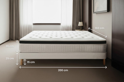 Ensemble Matelas Sommier 160x200 cm - 2 Sommiers Blancs - Privilège
