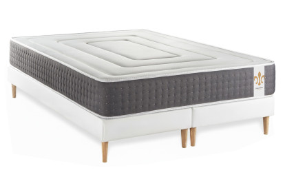 Pack lit complet 180x200 cm - Matelas + 2 Sommiers Blancs + 2 oreillers + Couette - Vingt-Six