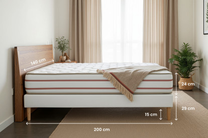 Ensemble Matelas Sommier 140x200 cm - Sommier Blanc (en kit) - Le Doux