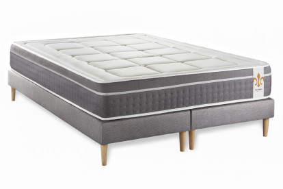 Ensemble Matelas Sommier 200x200 cm - 2 Sommiers Gris - Trente