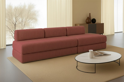 Canapé 5 places - 2 modules convertibles : Canapé 3 places + Canapé 2 places - Velours côtelé XL Terracotta