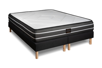 Ensemble Matelas Sommier 160x200 cm - 2 Sommiers Noirs - Exclusive