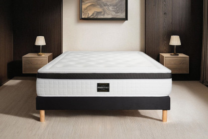 Ensemble Matelas Sommier 80x200 cm - Sommier Noir (déjà monté) - Privilège