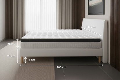 Ensemble Matelas Sommier 140x200 cm - Sommier Noir (en kit) - Supérieur