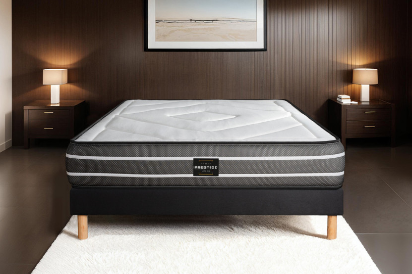 Ensemble Matelas Sommier 80x190 cm - Sommier Noir (en kit) - Exclusive