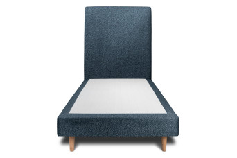 Lit 90x200 cm - Sommier tapissier H29 cm + tête de lit tapissée - Tissu Bouclette Bleu