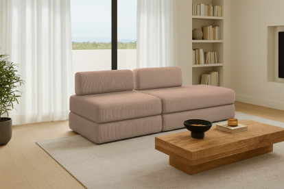 Canapé 3 places - 2 modules convertibles : Canapé 2 places + Fauteuil - Velours côtelé Taupe