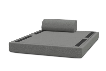 Canapé 2 places convertible et modulable - Tissu lisse Gris