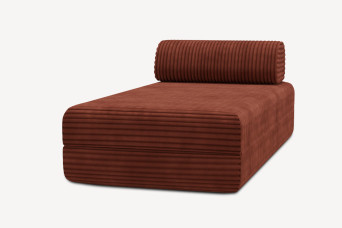 Méridienne convertible et modulable - Velours côtelé XL Terracotta
