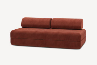 Canapé 3 places convertible et modulable - Velours côtelé Terracotta