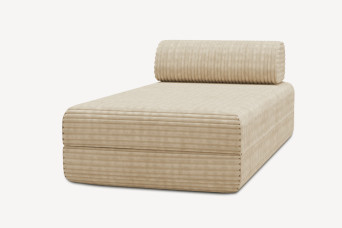 Méridienne convertible et modulable - Velours côtelé XL Beige