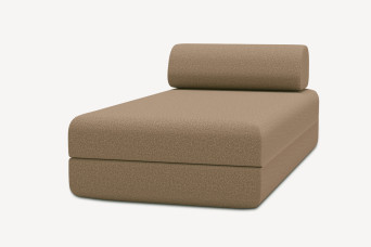 Méridienne convertible et modulable - Tissu lisse Marron