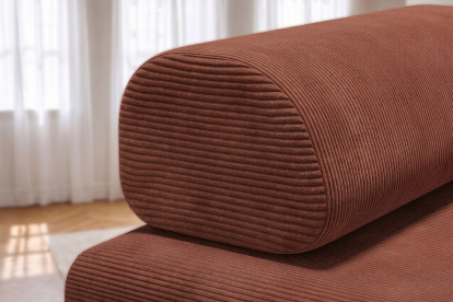 Canapé 2 places convertible et modulable - Velours côtelé Terracotta