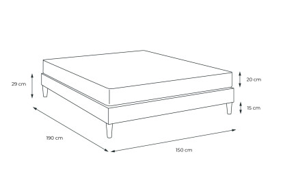 Ensemble Matelas Sommier 150x190 cm - Sommier Gris (en kit) - Actilatex Pur