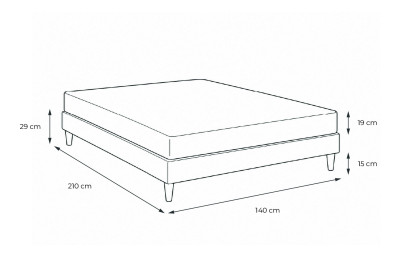 Ensemble Matelas Sommier 140x210 cm - Sommier Noir (en kit) - Soft