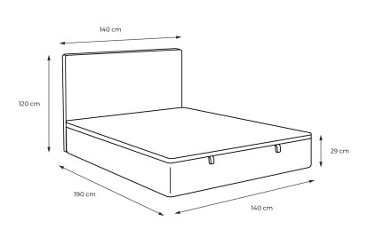Lit coffre 140x190 cm avec Tête de lit capitonnée - Tissu Velours Taupe