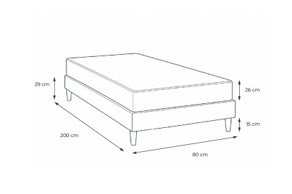 Ensemble Matelas Sommier 80x200 cm - Sommier Gris (en kit) - Actilatex Confort