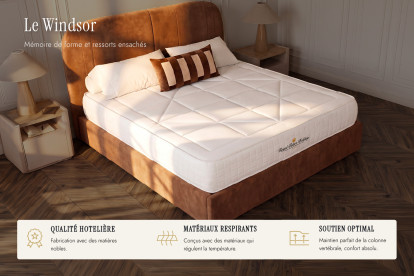 Matelas 150x200 cm Ressorts ensachés et Mémoire de forme - Windsor