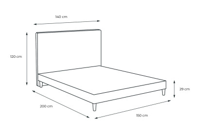 Lit 150x200 cm - Sommier tapissier H29 cm + tête de lit tapissée - Tissu Bouclette Noir