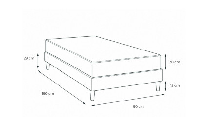 Ensemble Matelas Sommier 90x190 cm - Sommier Blanc (déjà monté) - Buckingham