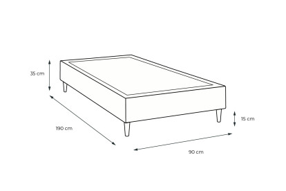Sommier Tapissier 90x190 cm - H35 cm - Velours - Vert