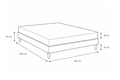 Ensemble Matelas Sommier 130x200 cm - Sommier Gris (en kit) - Vitalmemo