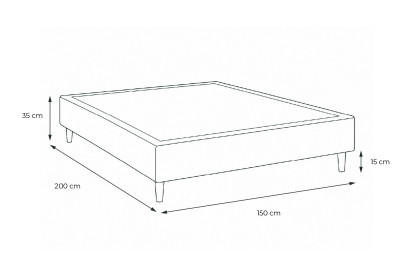 Sommier Tapissier 150x200 cm - H35 cm - Bouclette - Bleu
