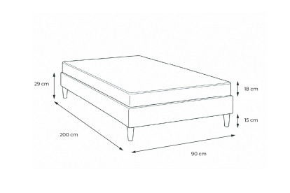 Ensemble Matelas Sommier 90x200 cm - Sommier Blanc (déjà monté) - Vitalmemo
