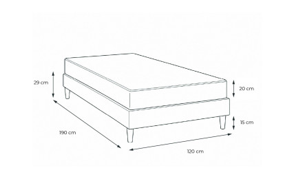 Ensemble Matelas Sommier 120x190 cm - Sommier Gris (en kit) - Vitalpower
