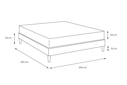 Pack lit complet 200x200 cm - Matelas + Sommier Gris (en kit) + 2 oreillers + Couette - Actimemo Max
