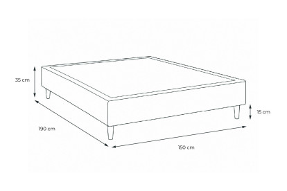 Sommier Tapissier 150x190 cm - H35 cm - Velours - Gris bleuté
