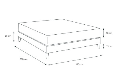 Ensemble Matelas Sommier 150x200 cm - Sommier Noir (en kit) - Buckingham