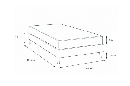 Ensemble Matelas Sommier 80x190 cm - Sommier Gris (en kit) - Actiflex Night