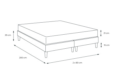 Pack lit complet 160x200 cm - Matelas + 2 Sommiers noirs + 2 oreillers + Couette - Supérieur