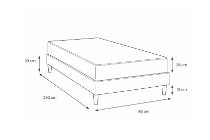 Ensemble Matelas Sommier 80x200 cm - Sommier Noir (en kit) - George V