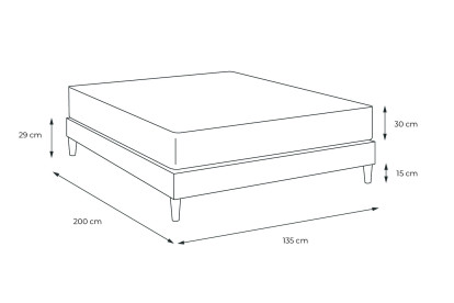 Ensemble Matelas Sommier 135x200 cm - Sommier Blanc (en kit) - Buckingham