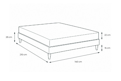 Ensemble Matelas Sommier 140x210 cm - Sommier Gris (en kit) - Actiflex Life
