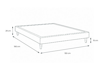 Sommier Tapissier 150x190 cm - H29 cm - Velours - Gris anthracite