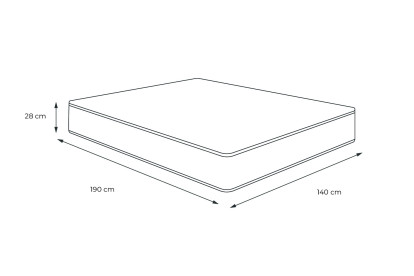 Matelas 140x190 cm Ressorts ensachés et Mémoire de forme - Vingt-Huit PLUS