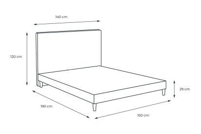 Lit 150x190 cm - Sommier tapissier H29 cm + tête de lit capitonnée - Tissu Velours Taupe