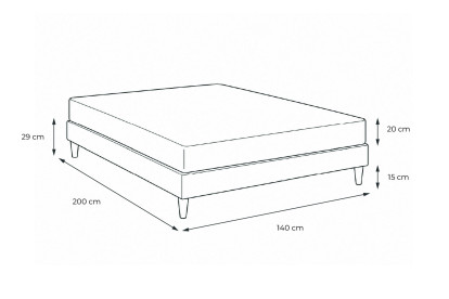 Pack lit complet 140x200 cm - Matelas + Sommier Gris (en kit) + 2 oreillers + Couette - Actimemo Night