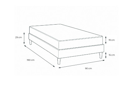 Ensemble Matelas Sommier 90x190 cm - Sommier Gris (déjà monté) - Bodyone