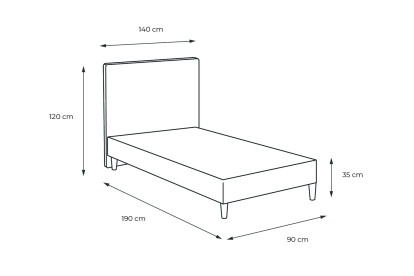 Lit 90x190 cm - Sommier tapissier H35 cm + tête de lit à lignes - Tissu Toile natté Jaune
