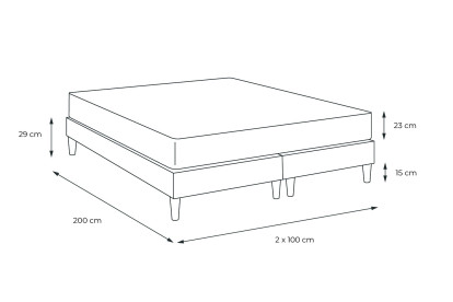 Ensemble Matelas Sommier 200x200 cm - 2 Sommiers Gris - Perform