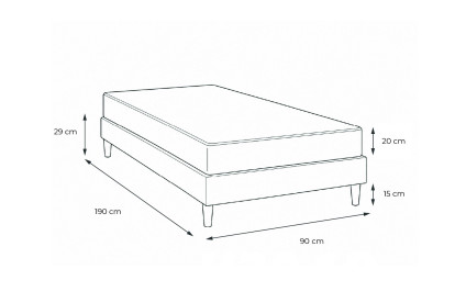 Ensemble Matelas Sommier 90x190 cm - Sommier Blanc (déjà monté) - Memo