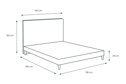 Lit 135x190 cm - Sommier tapissier H29 cm + tête de lit capitonnée - Tissu Bouclette Gris