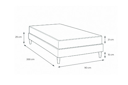 Ensemble Matelas Sommier 90x200 cm - Sommier Noir (en kit) - Supérieur
